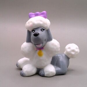 Fisher Price Loving Family Dollhouse White Poodle Dog Figure Pink Bow Pet Toy